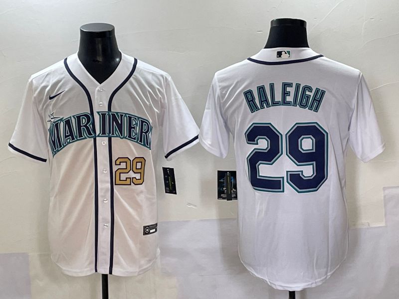 Men 2025 Seattle Mariners 29 Raleigh White Game Nike MLB Jersey style 2